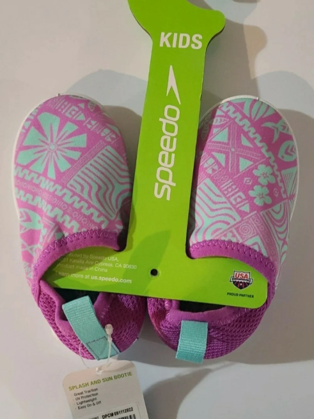 Speedo Kids Pink and Aqua Pattern Splash Booties